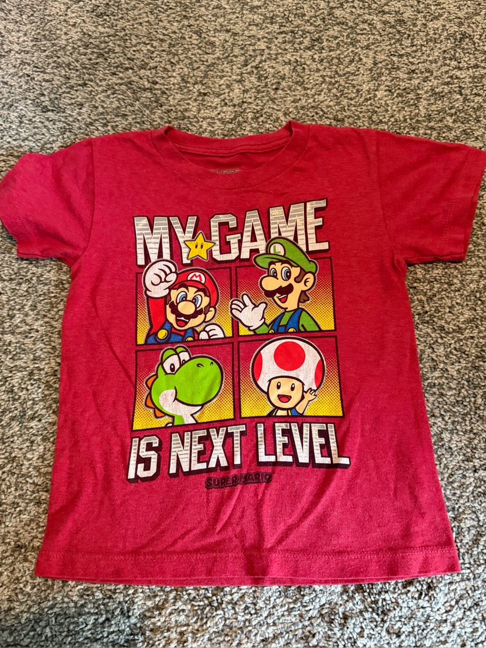Kids Super Mario "My Game Is Next Level" T-Shirt Sz XXS 4 5
